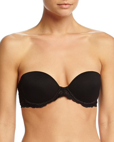 Shop Natori Feathers Strapless Plunge Bra In Black