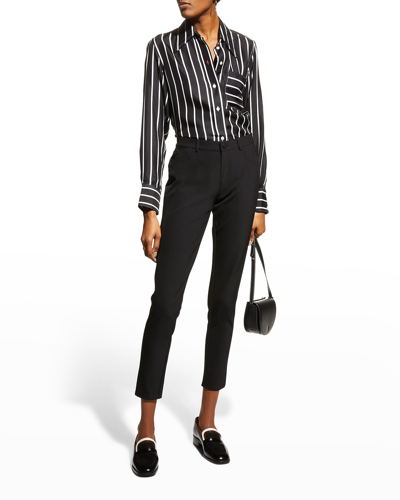 Shop Lafayette 148 Mercer Acclaimed Stretch Mid-rise Skinny Jeans In Black