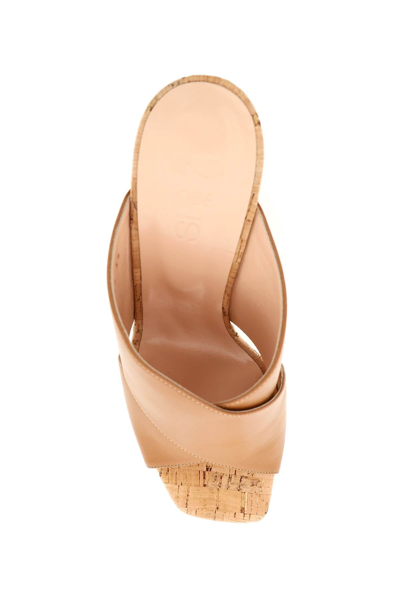 Shop Si Rossi Si Sergio Rossi Leather And Cork  Mules In Mixed Colours