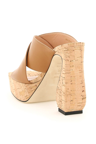 Shop Si Rossi Si Sergio Rossi Leather And Cork  Mules In Mixed Colours