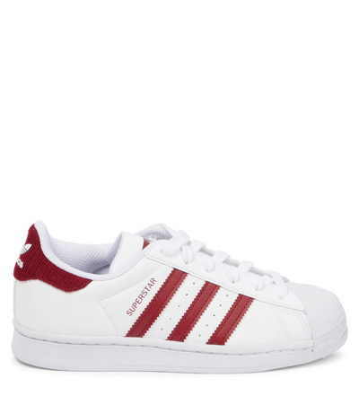 Adidas Originals Kids' Superstar Corduroy-trim Sneakers In Белый,красный |  ModeSens