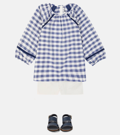 Tartine Et Chocolat Checked Cotton Blouse In Blanc