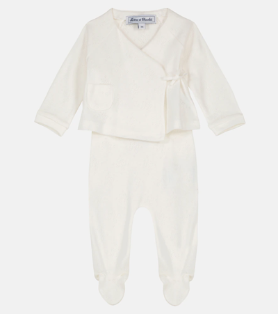 Tartine Et Chocolat Baby Set Of Cotton Cardigan And Leggings In Craie