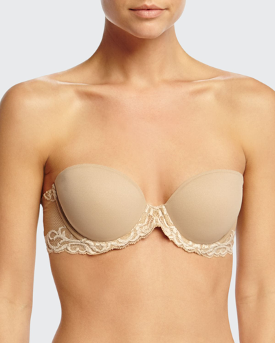 Shop Natori Feathers Strapless Plunge Bra In Cafe