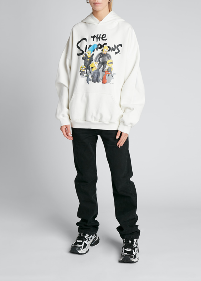 Shop Balenciaga X The Simpsons&trade; Graphic Wide Fit Hoodie In Bianco