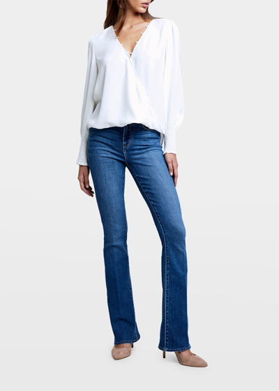 Shop L Agence Enzo Cross-front Blouse In Ivory