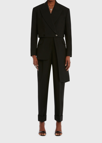 Shop Alexander Mcqueen Double-breast Cropped Tailored Jacket In Black