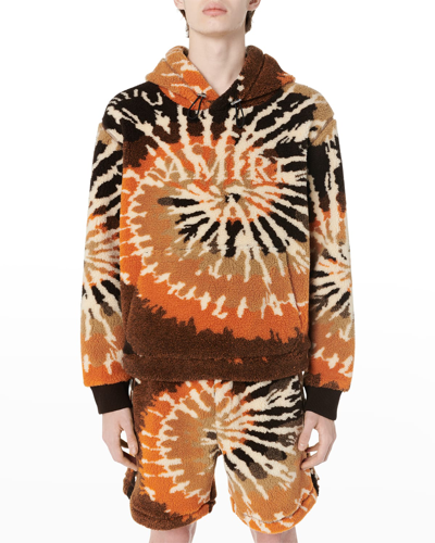 Shop Amiri Men's Tie-dye Polar Fleece Hoodie In Orange B