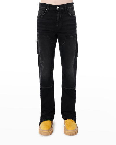 Shop Amiri Men's Double-knee Denim Carpenter Pants In Aged Black