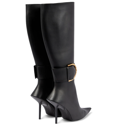 Shop Balenciaga Essex Leather Knee-high Boots In Nero/ottone