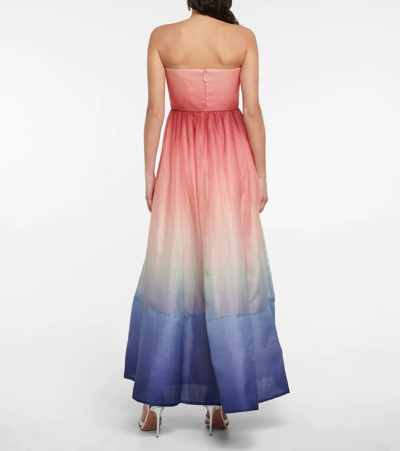 Shop Zimmermann Postcard Silk And Linen Maxi Dress In Ombre Dawn