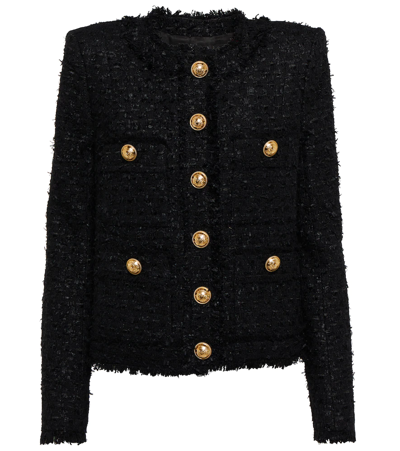Shop Balmain Tweed Jacket In Noir