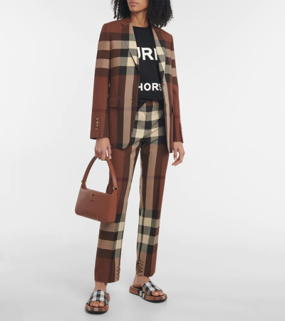 BURBERRY CHECKED COTTON SLIDES 
