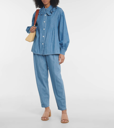 Shop See By Chloé Denim Blouse In Eternal Blue