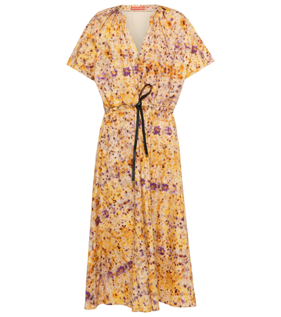 Shop Altuzarra Romy Floral Cotton Midi Dress In Jarcaranda Bundle