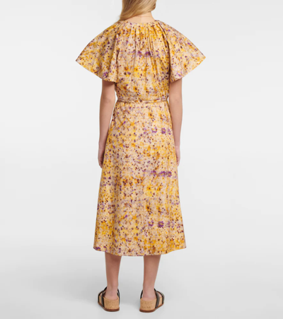 Shop Altuzarra Romy Floral Cotton Midi Dress In Jarcaranda Bundle