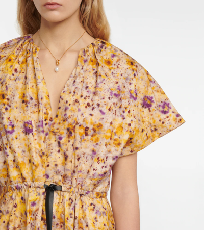 Shop Altuzarra Romy Floral Cotton Midi Dress In Jarcaranda Bundle