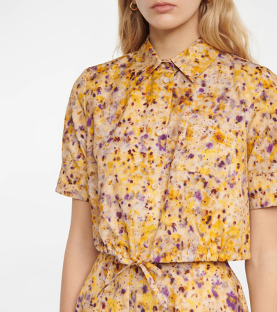 Shop Altuzarra Ben Floral Cotton-blend Crop Top In Jarcaranda Bundle