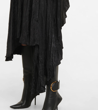 Shop Balenciaga Wrap-effect Silk Jacquard Midi Dress In Black
