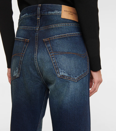 Shop Balenciaga High-rise Straight Jeans In Deep Blue