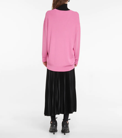 Shop Balenciaga Oversized V-neck Sweater In Pink