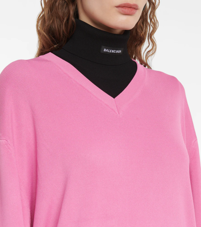 Shop Balenciaga Oversized V-neck Sweater In Pink