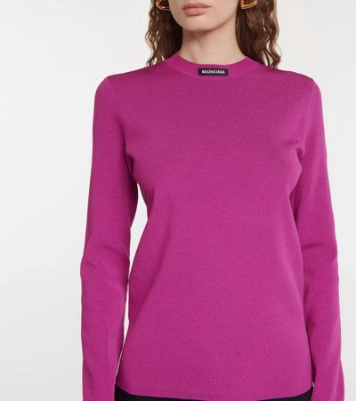 Shop Balenciaga Logo Sweater In Purple