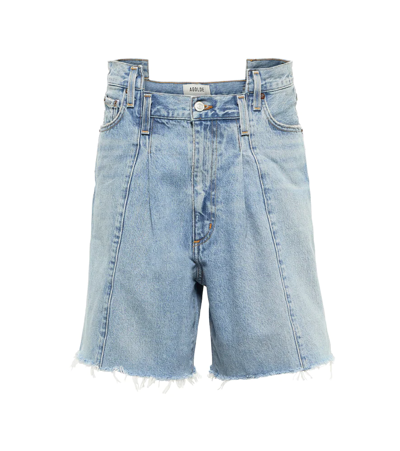 Shop Agolde Pieced Angled Denim Bermuda Shorts In Matrix