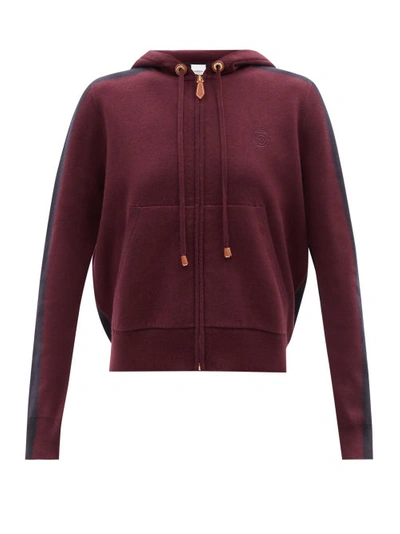 Burberry Maisie Colour-block Knit Hooded Sweatshirt In Burgundy | ModeSens