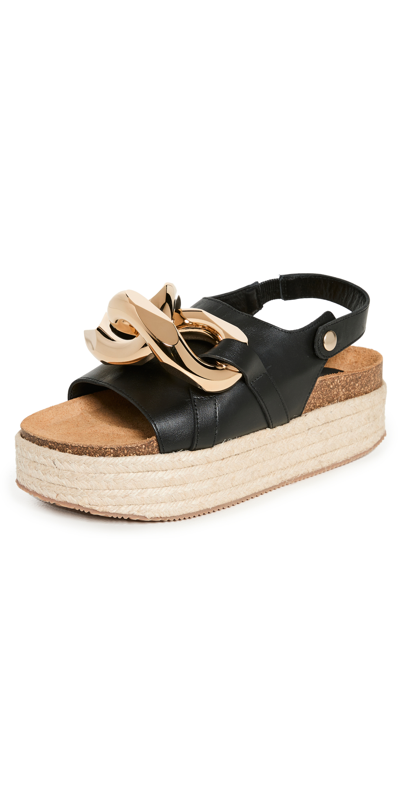 Shop Jw Anderson Chain Espadrille Platform Sandals In Black