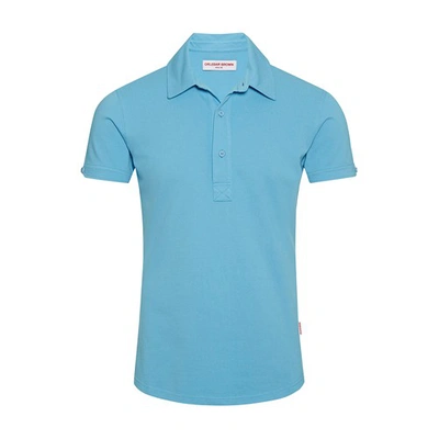 Shop Orlebar Brown Cotton Piqué Slim-fit Polo Shirt In Horizon Blue