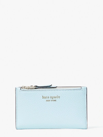 Shop Kate Spade Roulette Small Slim Bifold Wallet In Icy Aqua