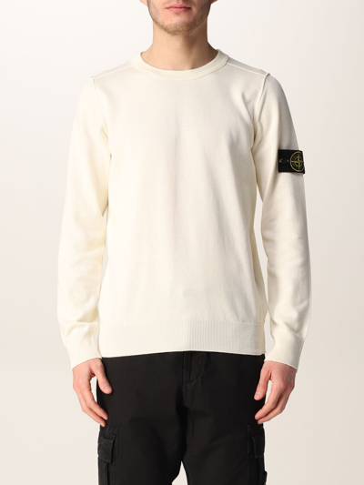 Shop Stone Island Sweater In Soft Cotton In Natural
