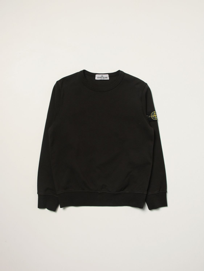Shop Stone Island Junior Cotton Sweatshirt With Logo In Black