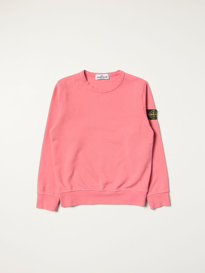 Shop Stone Island Junior Cotton Sweatshirt With Logo In Pink