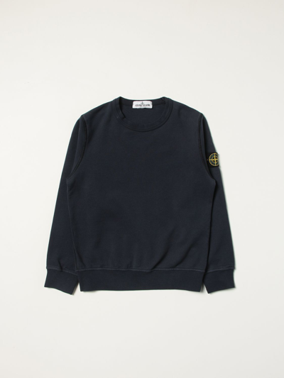 Shop Stone Island Junior Cotton Sweatshirt With Logo In Navy