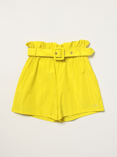 Shop Msgm Shorts In Taffeta In Yellow