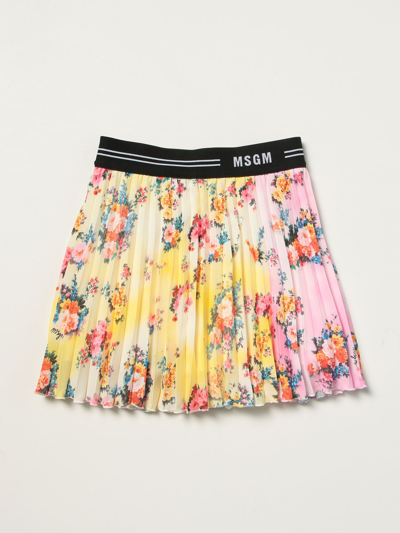 Shop Msgm Mini Skirt With Floral Pattern In Multicolor