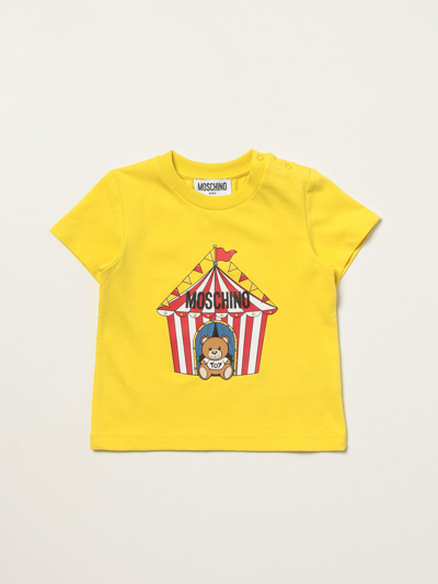 Shop Moschino Baby Cotton T-shirt With Teddy Bear In Yellow