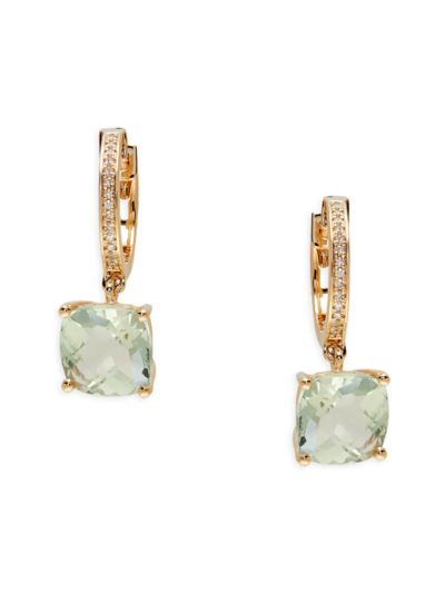 Shop Effy Women's 14k Yellow Gold, Diamond & Green Amethyst Earrings