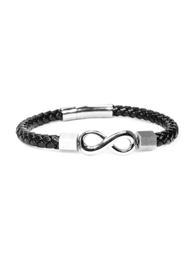 Shop Jean Claude Men's Dell'arte Stainless Steel & Leather Infinity Bracelet In Black