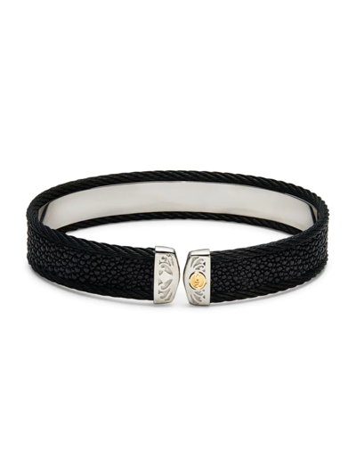 Shop Alor Men's 18k White & Yellow Gold & Stainless Steel Cuff Bracelet