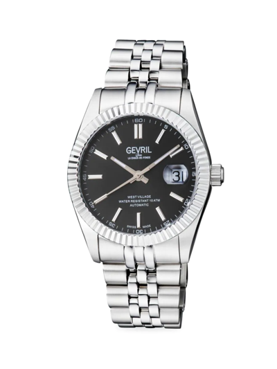Shop Gevril Men's West Village 40mm Stainless Steel Automatic Watch In Black