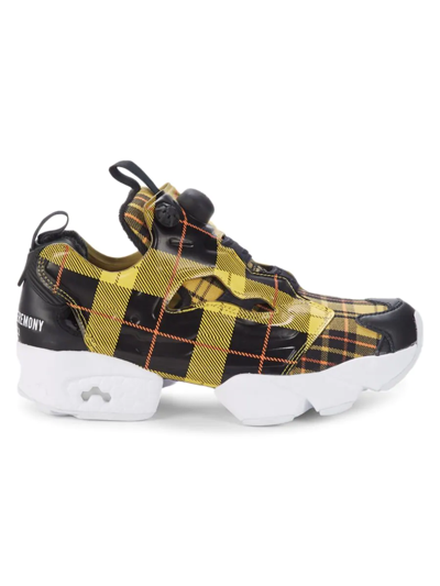 Shop Opening Ceremony Men's Reebok X  Instapump Fury Plaid Chunky Sneakers In Yellow
