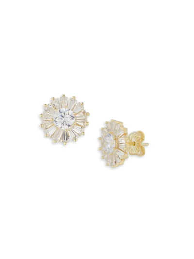 Shop Chloe & Madison Women's 14k Yellow Goldplated Sterling Silver & Cubic Zirconia Flower Stud Earrings
