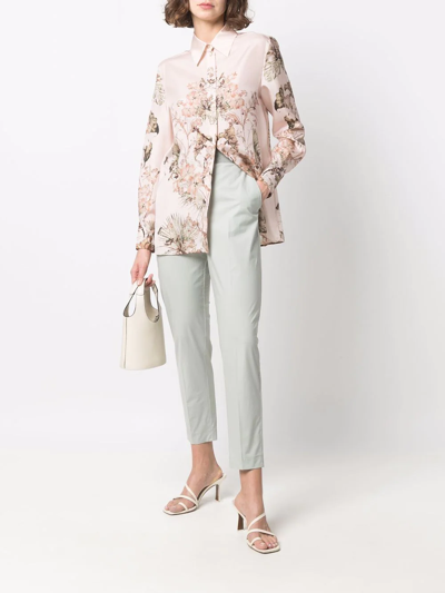 Le Tricot Perugia Contrast-waist Tapered Trousers In Grün