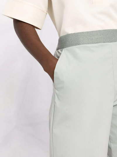 Le Tricot Perugia Contrast-waist Tapered Trousers In Grün
