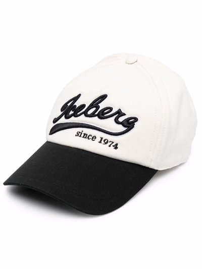 Shop Iceberg Two-tone Embroidered-logo Cap In Neutrals