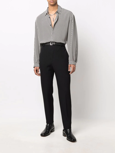 Shop Saint Laurent Striped Silk Shirt In Schwarz