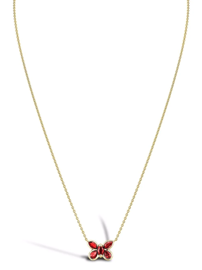 Pragnell 18kt Yellow Gold Ruby Butterfly Pendant Necklace In Gold